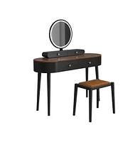 Makeup Vanity Table Set with Led Mirror and 3 Spacious Drawers
