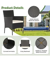 Gymax 5 Piece Patio Rattan Conversation Set Outdoor Wicker Sofa Set with 2 Ottomans