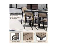 10-Piece Aluminum Outdoor Patio Dining Set with Rectangle Table, Small Side Table and 8-Stackable Chairs