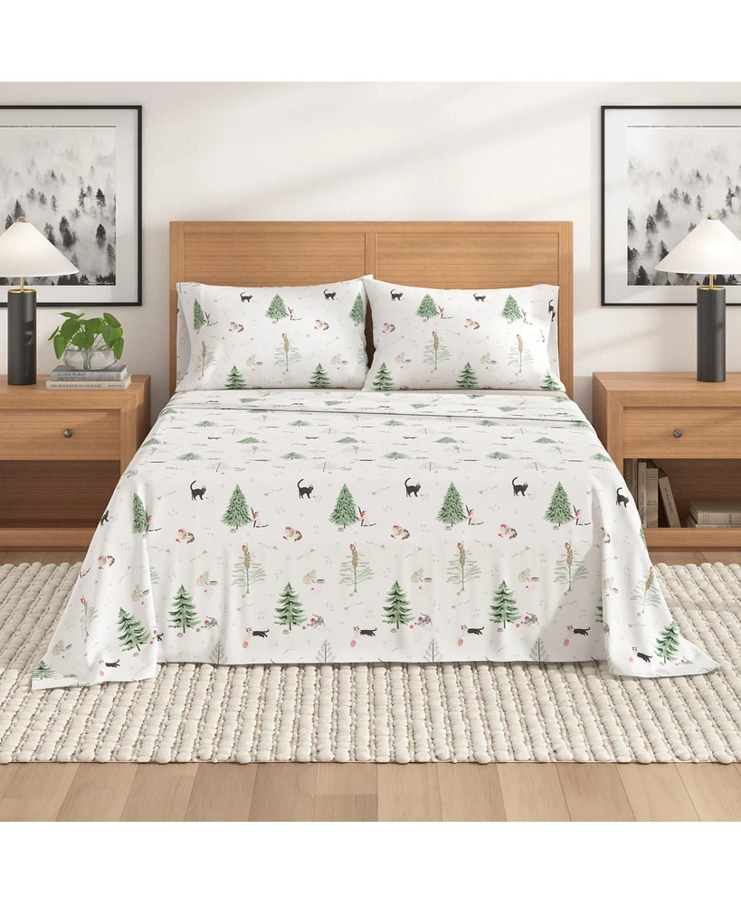 Turkish Cotton Double-Brushed Printed Flannel Bed Sheet Set