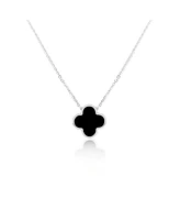 The Lovery Extra Large Onyx Single Clover Necklace 14K White Gold