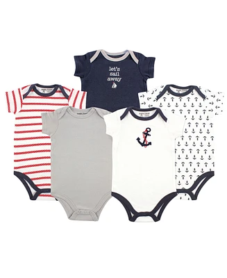 Luvable Friends Baby Girls Cotton Bodysuits 5pk Rule, 9-12 Months