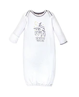 Touched by Nature Baby Boys Organic Cotton Long-Sleeve Gowns 3pk, Happy Camper, 0-6 Months