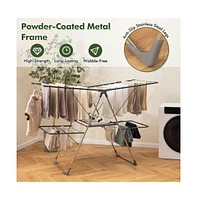 2-Tier Clothes Drying Rack with 33 Drying Rails and Height Adjustable Gullwings