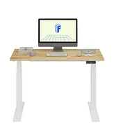 Flexispot E7-commercial 48 W Electric Adjustable Standing Desk, Rubber Wood Top, White Base