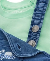 Guess Baby Boys 2-Piece T-Shirt and Knit Denim Overall Set