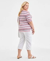 Style Co Plus Size Printed Elbow Sleeve Knit Top Cargo Capri Pants Exclusively At Macys