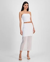 Bar Iii Women's Rhinestone Mesh Tube Top, Exclusively at Macy's