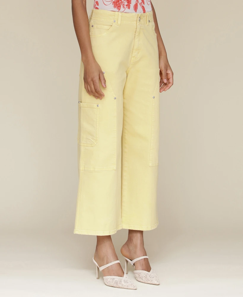 Avec Les Filles Women's High-Waist Cropped Carpenter Jeans