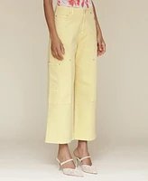 Avec Les Filles Women's High-Waist Cropped Carpenter Jeans