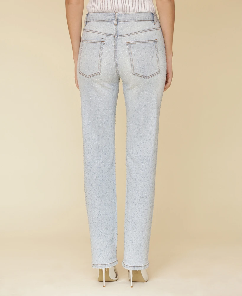 Avec Les Filles Women's Diamante Straight-Leg Jeans
