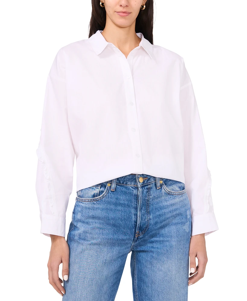 Parker Women's The Amora Ruffle-Trim Button-Front Cotton Shirt