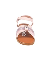 Bebe Little Girls Flat with Rhinestone and Heart Charm Sandals