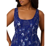 Adrianna by Papell Plus Scoop-Neck Beaded Mini Dress