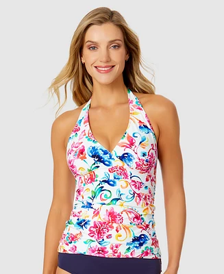 Anne Cole Women's Watercolor Paisley Marilyn Halter Tankini Top