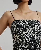 Lauren Ralph Women's Floral Belted Faille Cocktail Dress