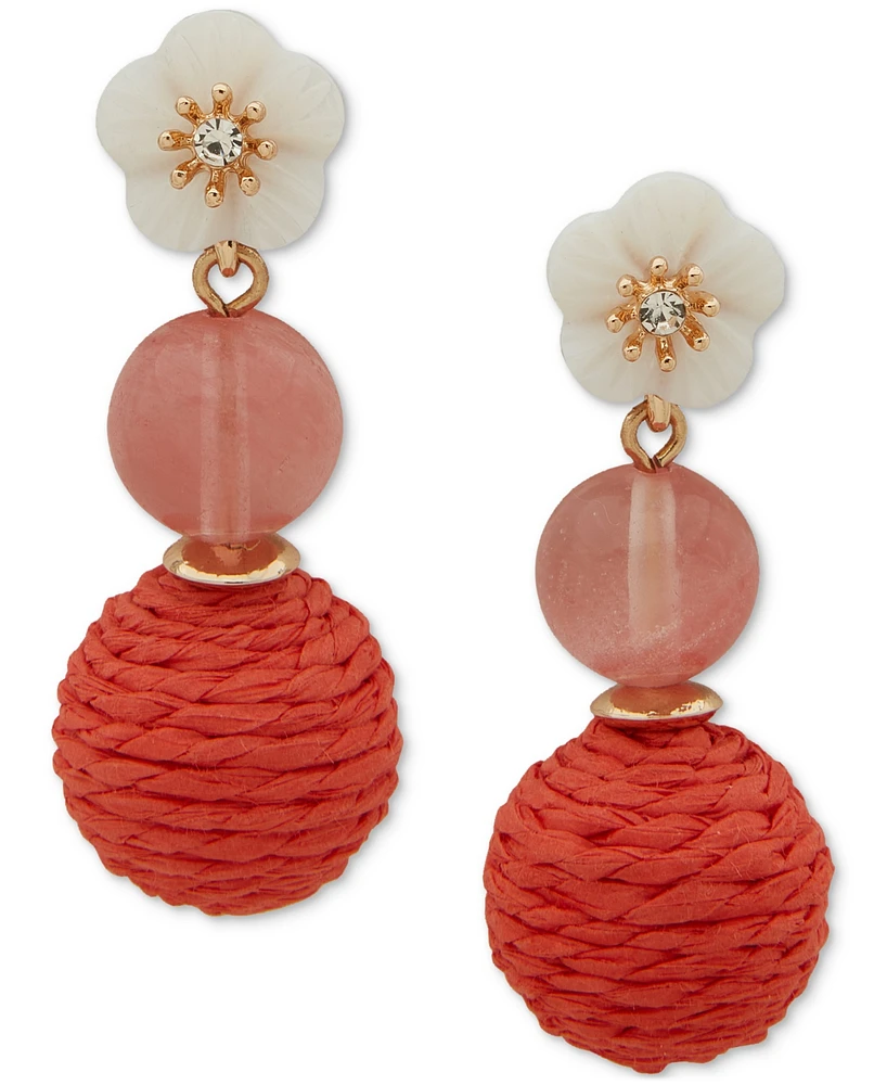 lonna & lilly Gold-Tone Flower Mixed Bead Linear Drop Earrings