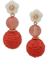 lonna & lilly Gold-Tone Flower Mixed Bead Linear Drop Earrings