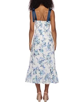 Alex & Sophia Juniors' Tie-Strap Printed Embroidered Eyelet Midi Dress
