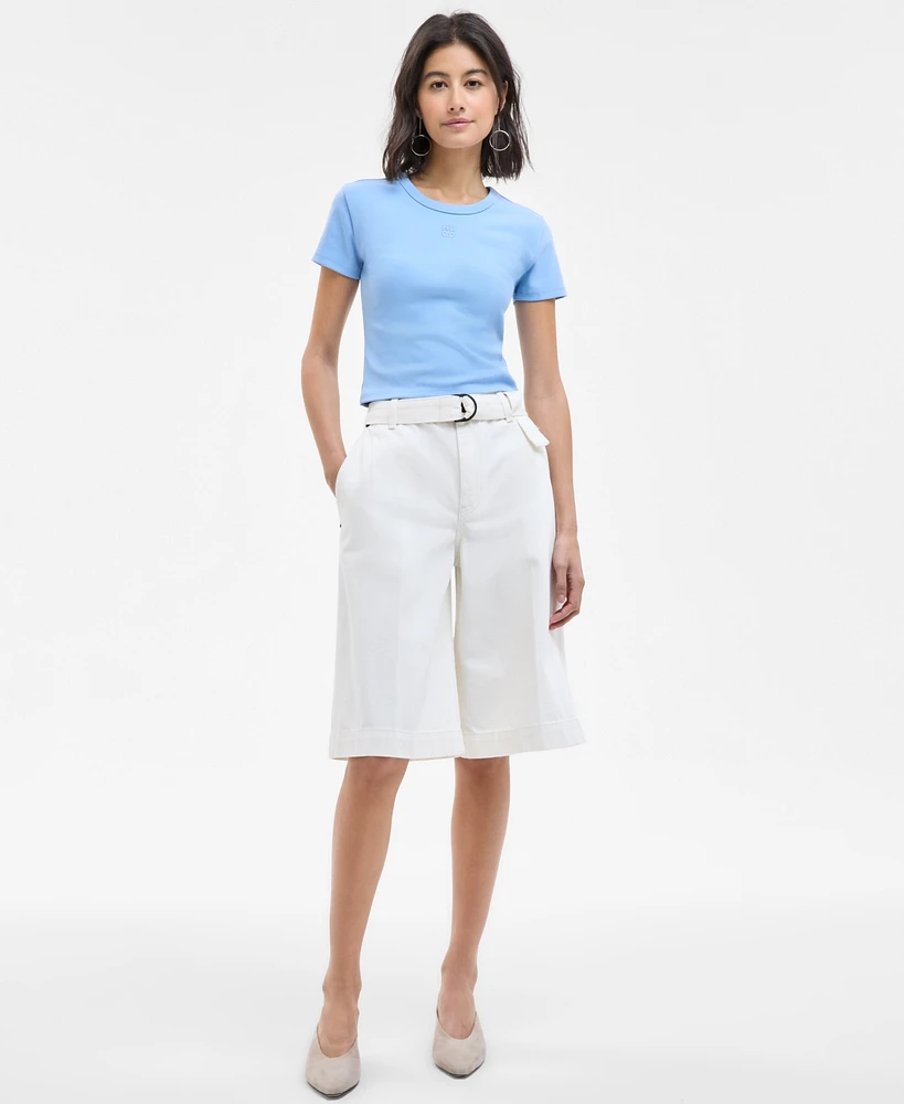 Hugo Women's Cotton High-Rise Denim Bermuda Shorts