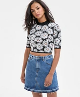 Hugo Women's Floral Mock-Neck Knit Crop Top