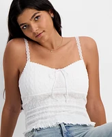 Just Polly Junior's Textured-Knit Lace-Trim Cami Top