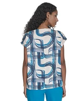 Calvin Klein Women's Printed Mock-Neck Top