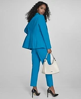 Calvin Klein Womens One Button Blazer Printed Cap Sleeve Blouse Slim Leg Pants