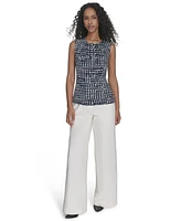 Calvin Klein Women's Printed Pleat-Neck Shell