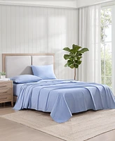 Tommy Hilfiger Solid 144-Thread Count Cotton Chambray Washed -Pc. Sheet Set