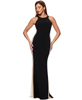 Xscape Women's Beaded Colorblocked Bodycon Dress