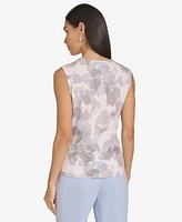 Calvin Klein Petite Draped-Neck Sleeveless Top