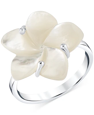 Mother-of-Pearl (18mm) Flower Ring in Sterling Silver