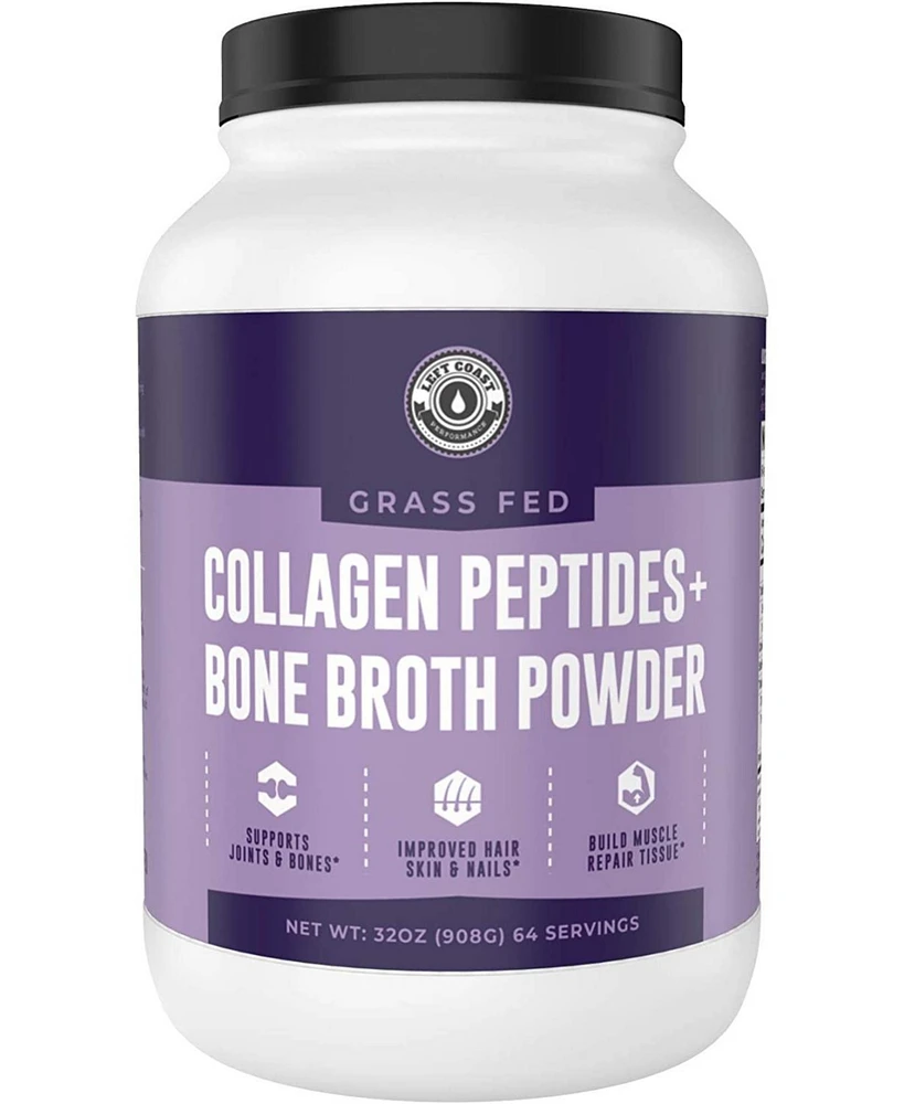 Left Coast Performance Collagen Bone Broth Powder 2lb, Bone Broth with Grass Fed Collagen Peptides