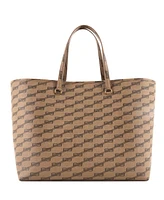Pre-Owned Balenciaga Large Signature East-West Shopper Tote Bb Monogram Coated Canvas