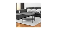 Wlive Round Coffee Table, Living Room Table with 2-Tier Storage Shelf,32in Wood Modern Coffee Table with Metal Frame and Wood Desktop,Easy Assembly,Ch