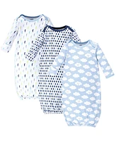 Luvable Friends Baby Boys Cotton Gowns Clouds, Preemie/Newborn