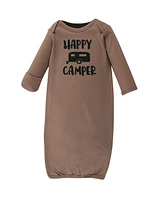 Luvable Friends Baby Boys Cotton Gowns, Happy Camper, Preemie/Newborn