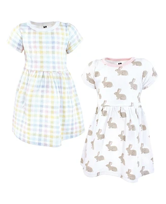 Hudson Baby Girls Cotton Dresses, Easter Plaid Bunny