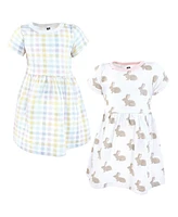 Hudson Baby Girls Cotton Dresses, Easter Plaid Bunny