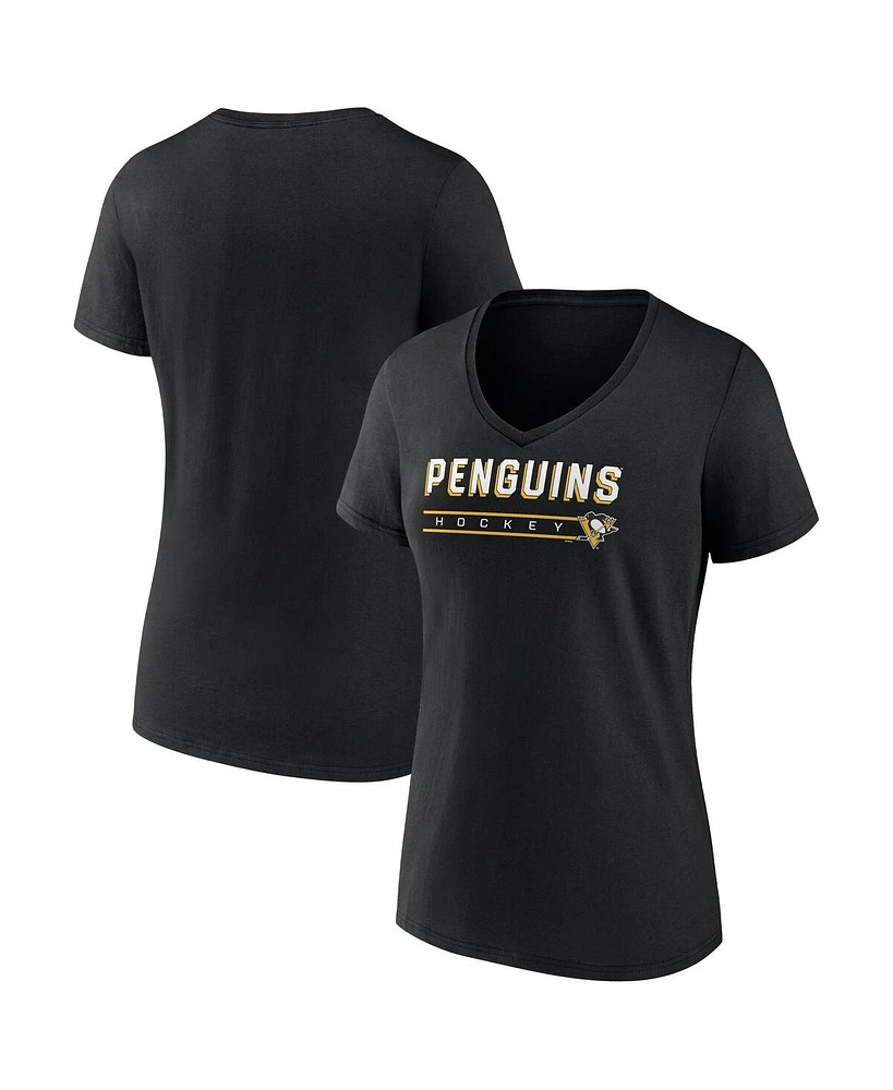 Fanatics Women's Black Pittsburgh Penguins V-Neck T-Shirt
