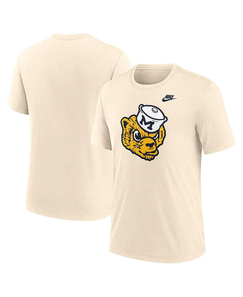 Nike Men's Cream Michigan Wolverines Vault Logo Tri-Blend T-Shirt