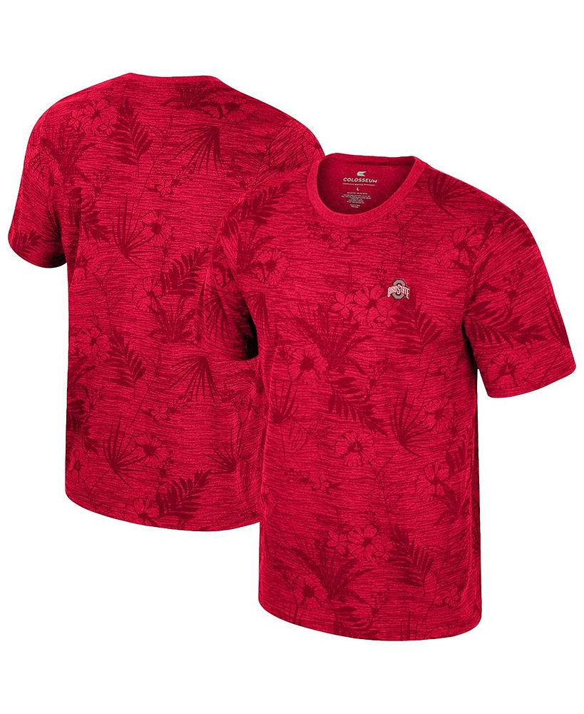 Colosseum Men's Scarlet Ohio State Buckeyes Floral Printed T-Shirt
