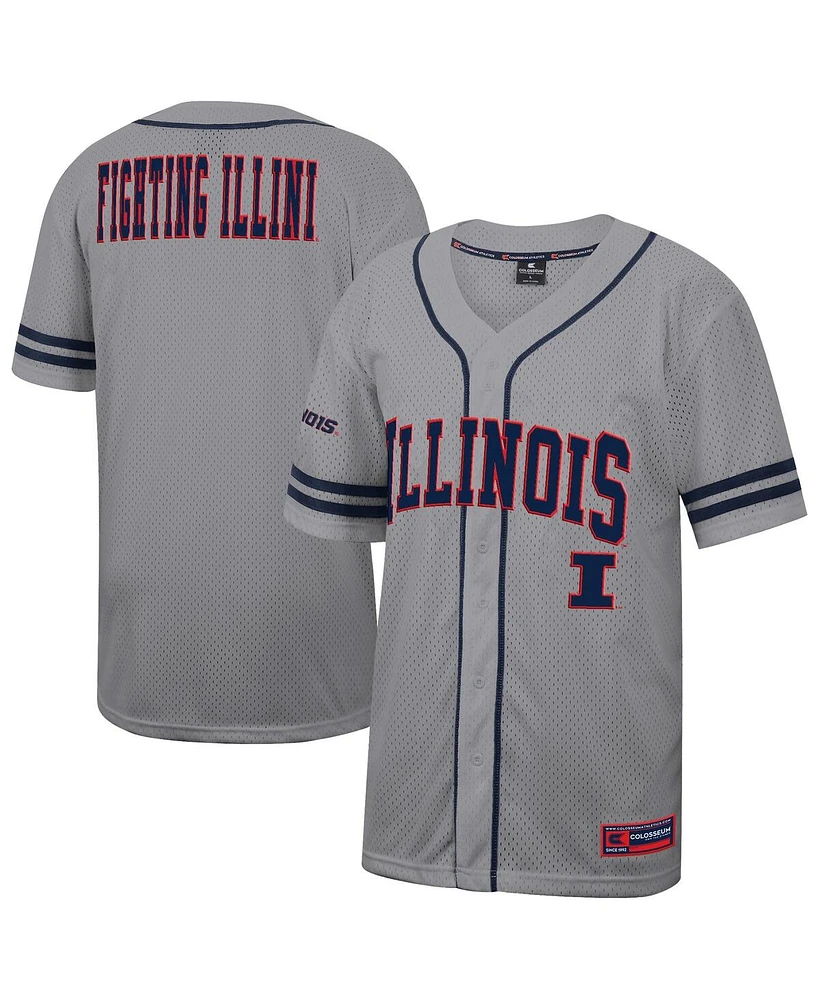 Colosseum Men's Gray Illinois Fighting Illini Free Spirited Baseball Jersey