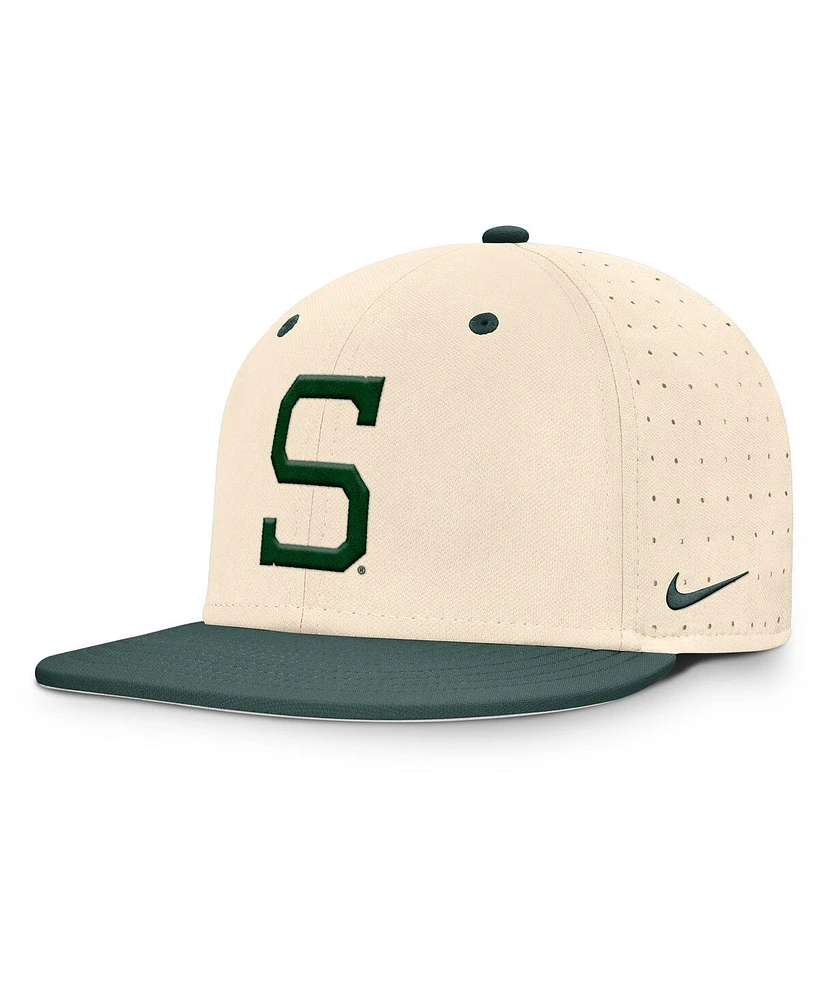 Nike Men's Natural Michigan State Spartans On-Field Dugout True Performance Fitted Hat