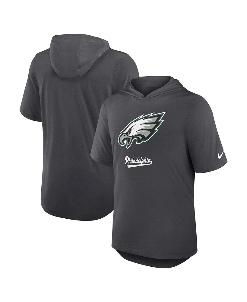 Nike Men's Anthracite Philadelphia Eagles Tri-Blend Performance Hoodie T-Shirt