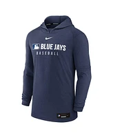 Nike Men's Heather Navy Toronto Blue Jays Authentic Collection Tri-Blend Performance Pullover Hoodie