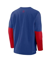 Nike Men's Royal/Red Chicago Cubs Authentic Collection Lightweight Player Tri-Blend Performance Pullover Sweatshirt