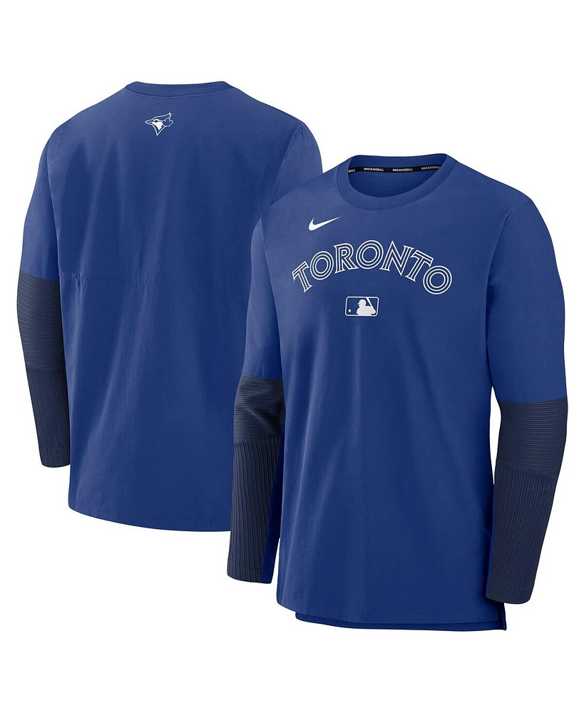 Nike Men's Royal/Navy Toronto Blue Jays Authentic Collection Lightweight Player Tri-Blend Performance Pullover Sweatshirt