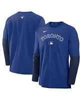 Nike Men's Royal/Navy Toronto Blue Jays Authentic Collection Lightweight Player Tri-Blend Performance Pullover Sweatshirt
